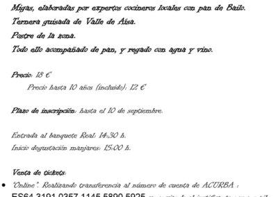 Si el próximo día 16 vas a estar en Bailo en las jornadas del Santo Grial, no te pierdas la comida popular que estamos preparando. 🖋 Puedes apuntarte hasta el día 10 de septiembre. En el cartel tienes toda la información.